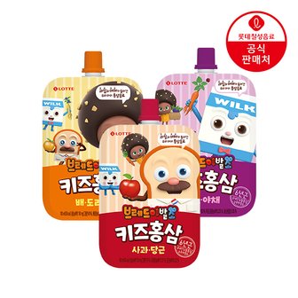 롯데칠성 [본사직영] 롯데 브레드이발소 키즈홍삼 3종 100ML 20팩