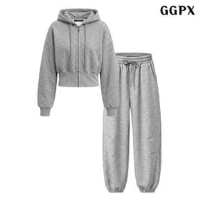 베이직 크롭 후드 집업 조거 팬츠 세트 (GQCOW014D)