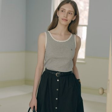 노운베러 Stripe soft coloring Sleeveless_Black