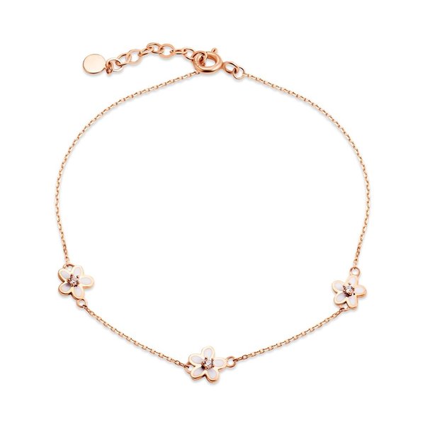 [비앤비골드] 18K 블루메 화이트 데이지 큐빅 체인 팔찌 MNB41013
