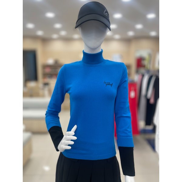 [여주점] 여성 소매 배색 하이넥 스웨터 GP322LKP BLUE