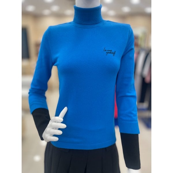 [여주점] 여성 소매 배색 하이넥 스웨터 GP322LKP BLUE