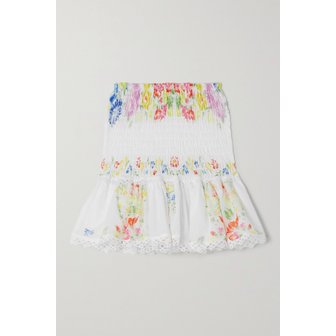 CHARO RUIZ 차로루이즈 야네 크로셰 트리밍 플로럴 프린트 코튼 혼방 보일 미니 스커트 42247633207887508