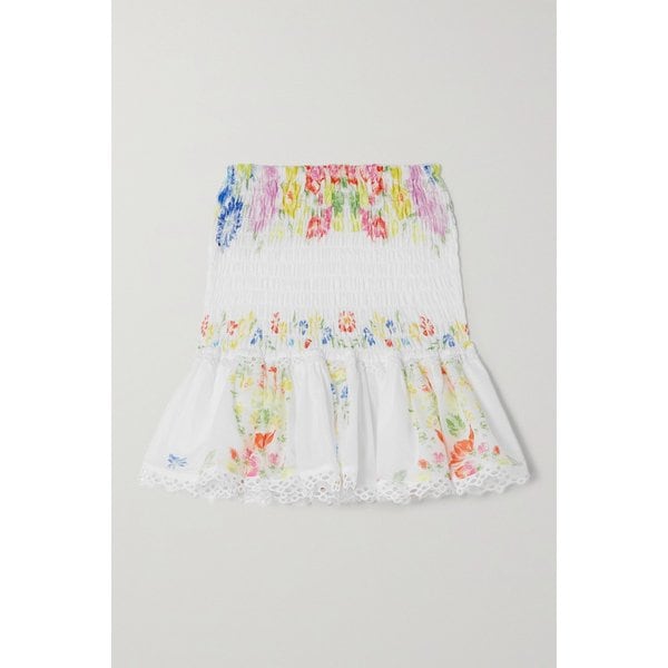 차로루이즈 야네 크로셰 트리밍 플로럴 프린트 코튼 혼방 보일 미니 스커트 42247633207887508