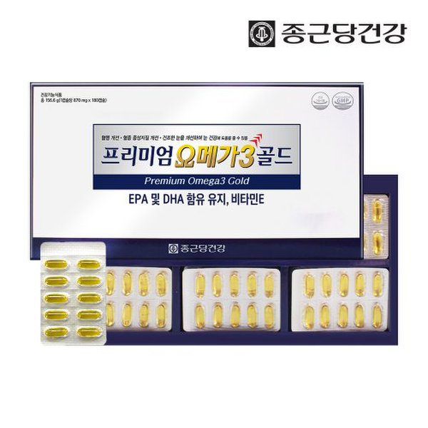 [쓱7클럽] 종근당건강 캐나다산 프리미엄 오메가3 골드 1세트(6개월분)