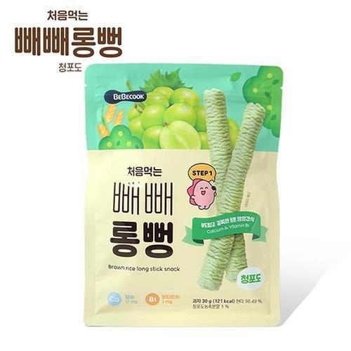 [유로메디] 베베쿡 처음먹는 배배롱뻥 청포도 STEP 1 30g 유아 아기 쌀과자 퍼프(1)
