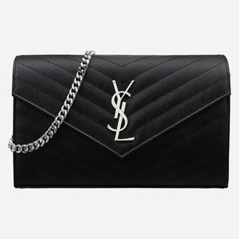생로랑 [시흥점] 6S 377828 BOW02 1000 모노그램 체인 숄더백 실버 블랙
