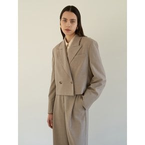 TOS CROPPED WOOL BLAZER OATMEAL