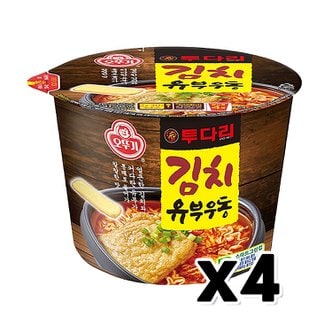  투다리 김치유부우동 큰컵사발면 100g x 4개