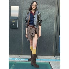 Leather Buckle Up Boots  Brown (KE58K2M01D)