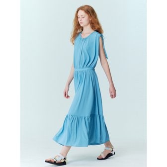 오프닝선샤인 Summer pleated maxi dress_Blue