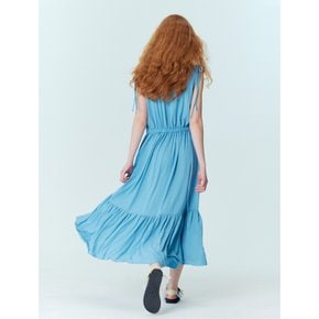 Summer pleated maxi dress_Blue