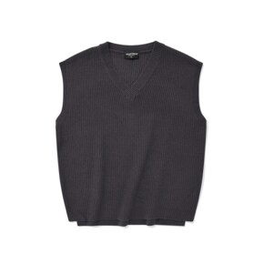 SP OVERSIZE SIDE SLITS KNIT VEST-CHARCOAL