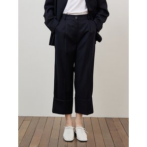 Turnup wide trouser in navy