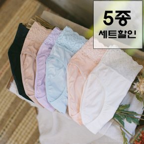 5종세트퓨어코튼60수면허리쏙레이스팬티
