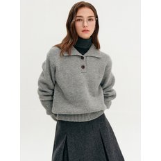 신디 라쿤 카라 니트_그레이 / CINDY RACCOON COLLAR KNIT_GREY