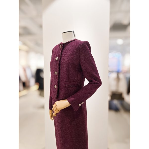 [파주점] [더아이잗컬렉션]코튼 블렌드 메탈릭 크롭 트위드 자켓 CR9A0JK021