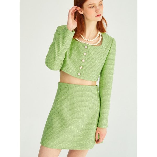 Aila tweed jacket_Lime green