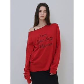 Super lazy off shoulder Long Sleeve t-shirt (Red)