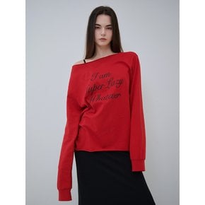 Super lazy off shoulder Long Sleeve t-shirt (Red)