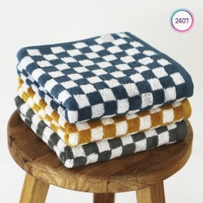 체커보드 스트라이프 뱀부타올 선염 세면수건 180g 블루컬러 신상입고
