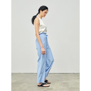 Banded Waist Ribbon Pants Light Blue