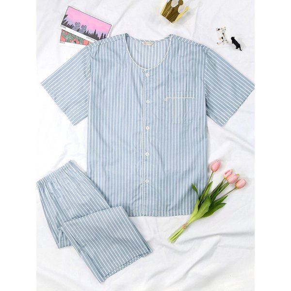 콘치ST 반팔 순면 남성 빅사이즈 잠옷 세트