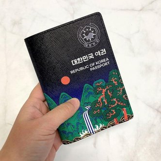 세븐제이스 남성 한국 전통 프린팅 가죽 여권 케이스