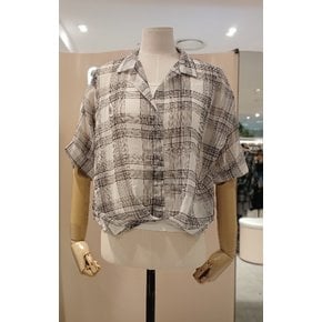 캐주얼.화이트앤 블랙 쉬폰 체크 블루종 셔츠NL2AA601