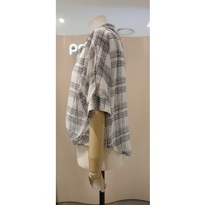 캐주얼.화이트앤 블랙 쉬폰 체크 블루종 셔츠NL2AA601