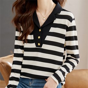 3버튼 카라넥 스트라이프 티셔츠 972865_P353320120
