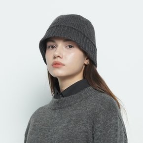 MW212 line knit bucket hat charcoal