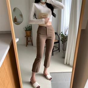 / 밴딩 8부 스판 베이직 세미 플레어팬츠 정장바지 팬_5