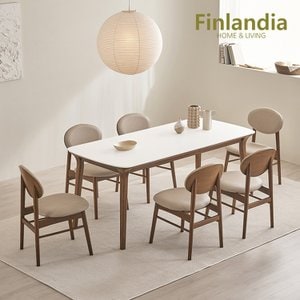핀란디아 시나몬 포세린 세라믹 6인 식탁세트(의자6)