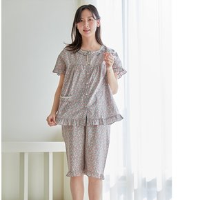 여성 순면 60수 꽃무늬 반팔 파자마 세트 5317