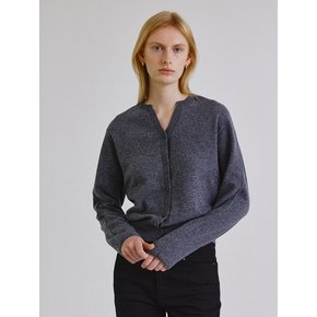 Cashmere whole garment round cardigan_CHARCOAL