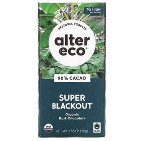 [해외직구] Alter Eco 알터에코 슈퍼 블랙아웃 90% 카카오 다크 초콜릿 바 75g 6팩