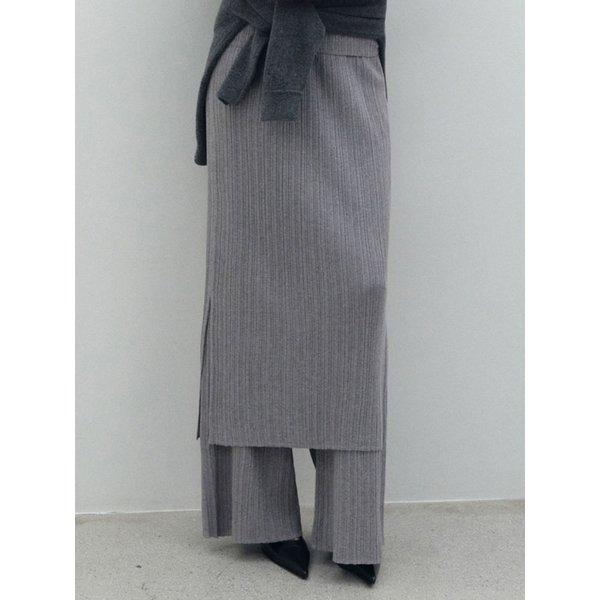 골지 와이드 팬츠_그레이