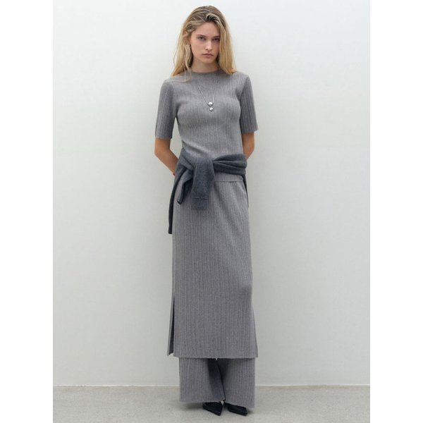 골지 와이드 팬츠_그레이