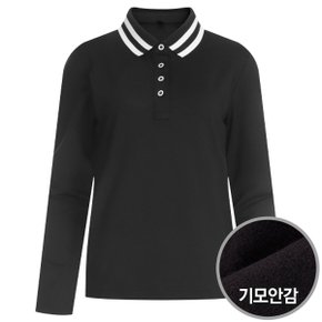 케이 두줄 카라넥 국산 기모 긴팔 골프 티셔츠 NE-WSH-W520-블랙