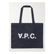 Logo-Print Denim Tote Bag