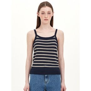 stripe sleeveless knit top_navy