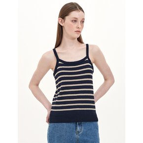 stripe sleeveless knit top_navy