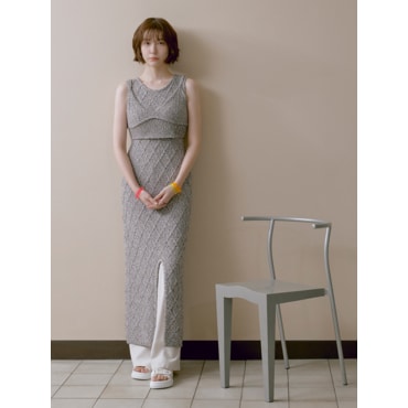 ZOOC (25년 여름) 주크 투톤 뷔스티에 옵션 니트 롱드레스 Z252KSE002