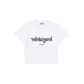 Mirror Typography Graphic Cropped T-Shirt (White)