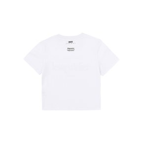 Mirror Typography Graphic Cropped T-Shirt (White)