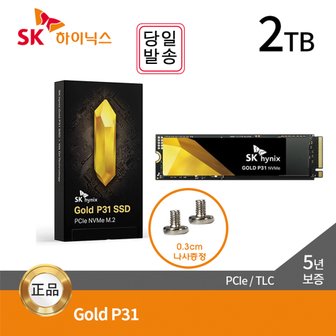 SK하이닉스 GOLD P31 2TB M.2 NVMe SSD (GEN3/3D낸드/TLC) +고정나사