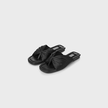 EENK Gathered Flat Sandals - Black