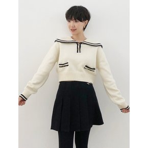 BUTTON SAILOR COLLAR KNIT_IVORY