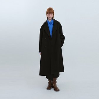 ahwe Shawl Collar Long Coat_BLACK